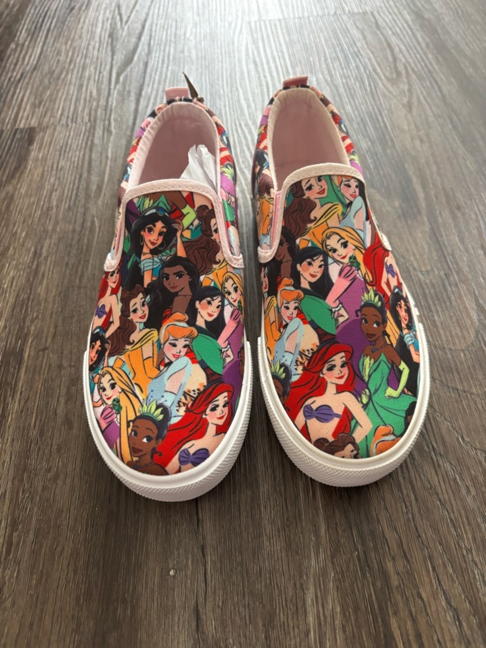 Disney Girls' Slip-On Cartoon Princess Print Sneakers - Pink Multi